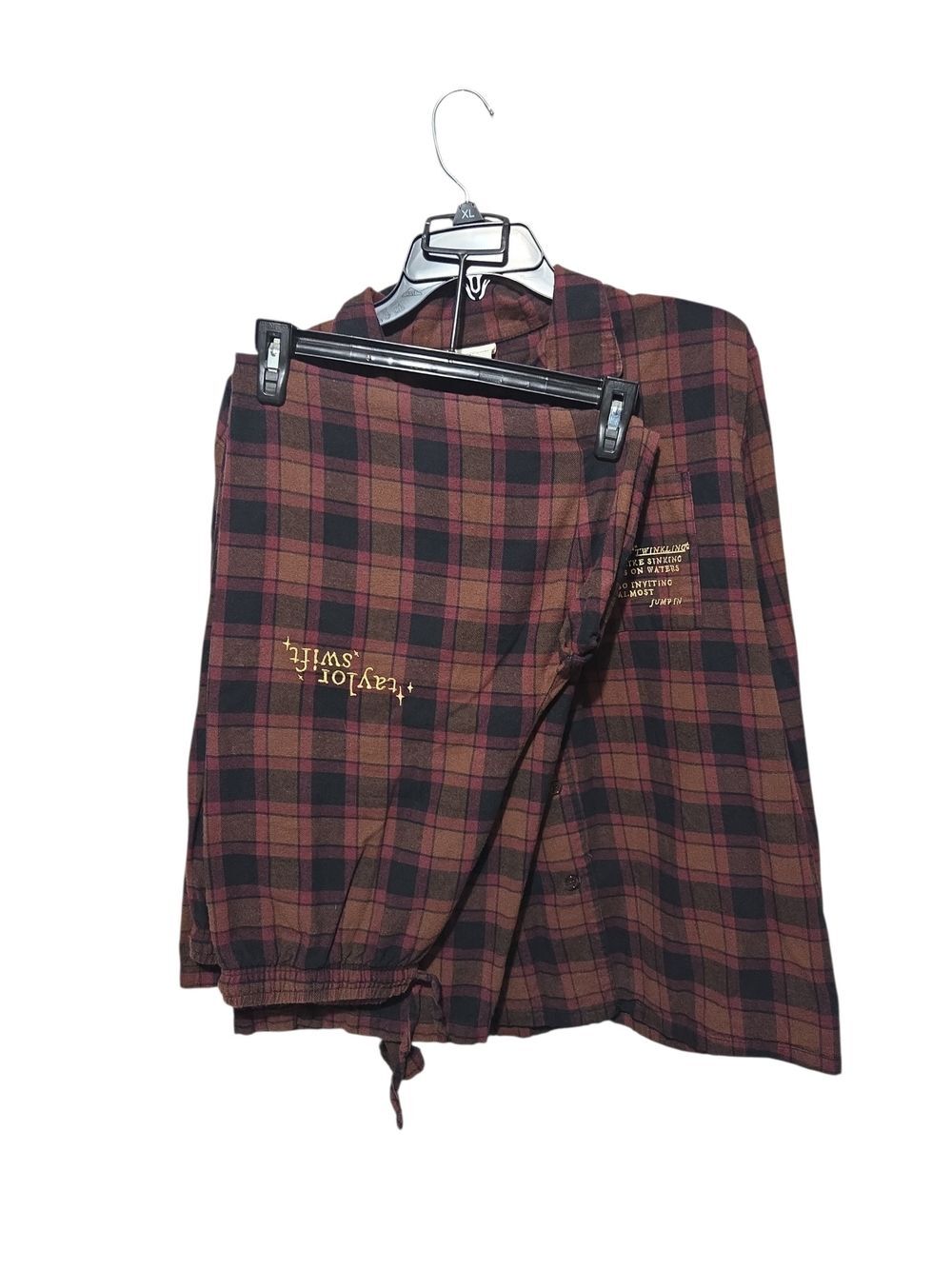 Taylor Swift Evermore Pajamas Medium PJ Womens Plaid Gold Rush Lyrics TS Merch - Picture 2 of 8